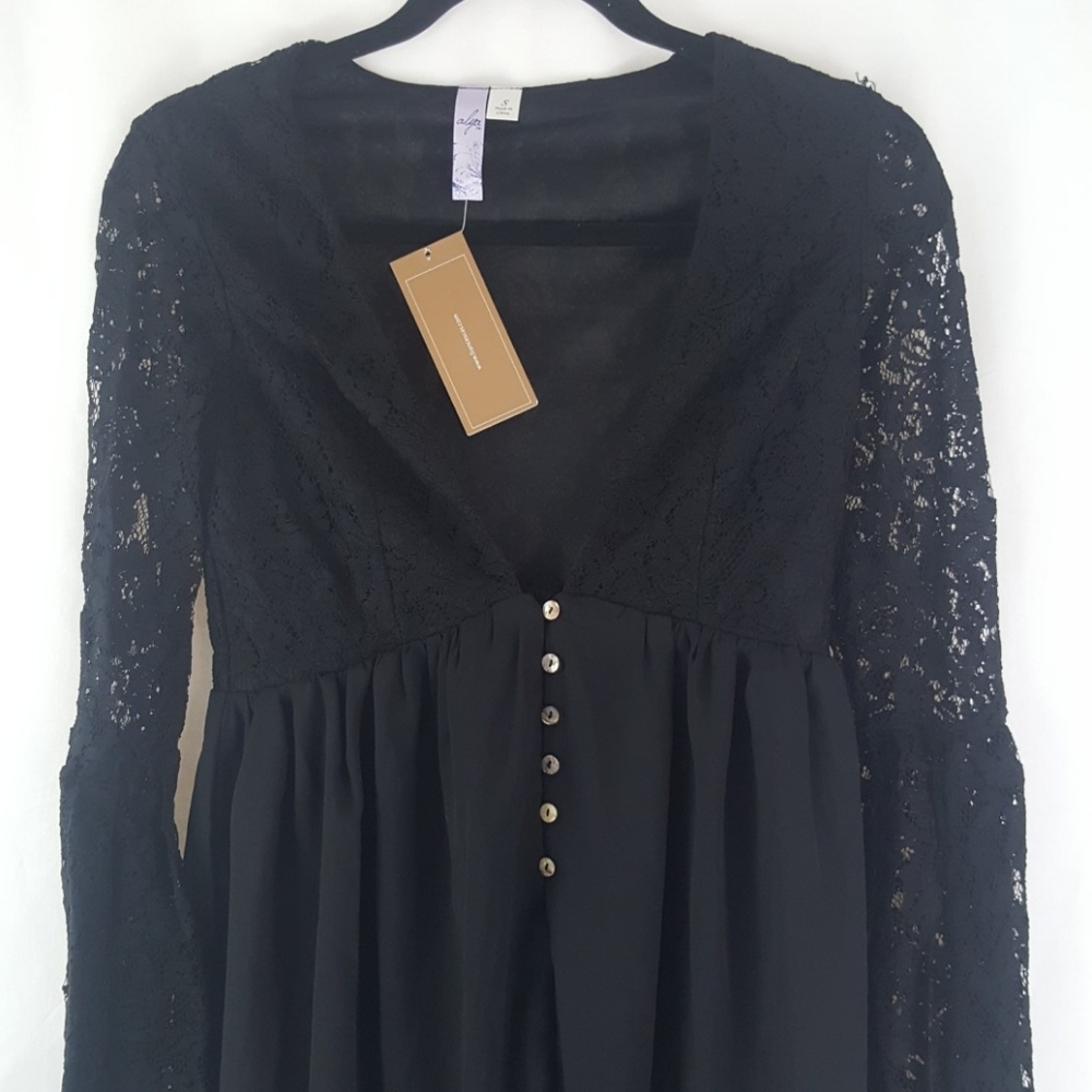 ⬇️ $39 New Womens Black Boho Style Lace Dress - Picture 5 of 8